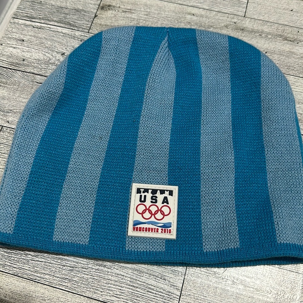 Team USA blue striped Vancouver Olympics 2010 warm knit beanie